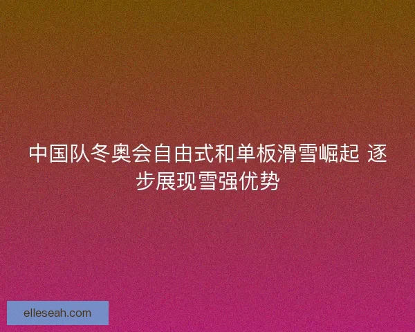 中国队冬奥会自由式和单板滑雪崛起 逐步展现雪强优势